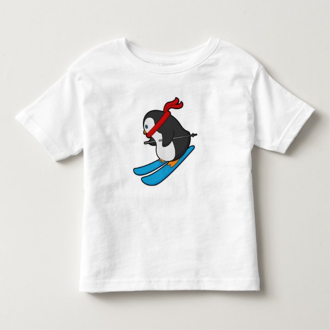 Camiseta Infantil Pinguim com esqui (Frente)