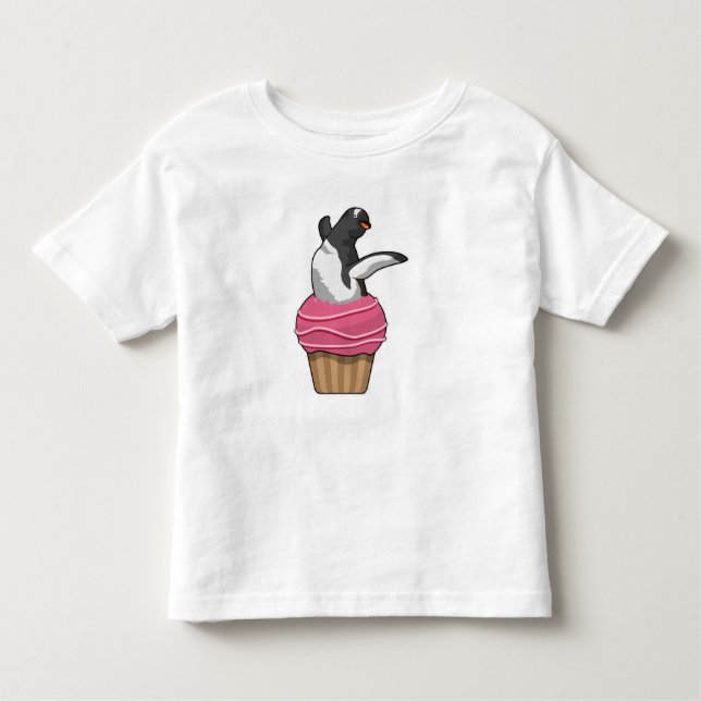 Camiseta Infantil Pinguim com Muffin (Frente)