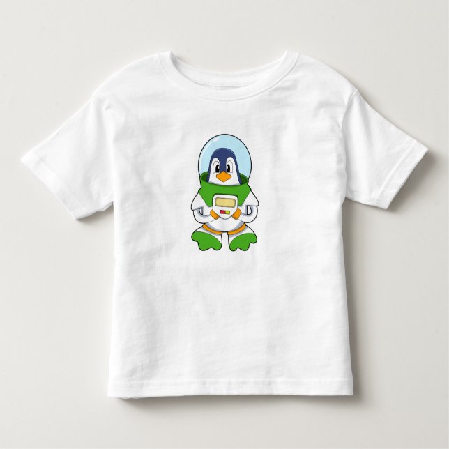 Camiseta Infantil Pinguim como astronauta com fantasia (Frente)