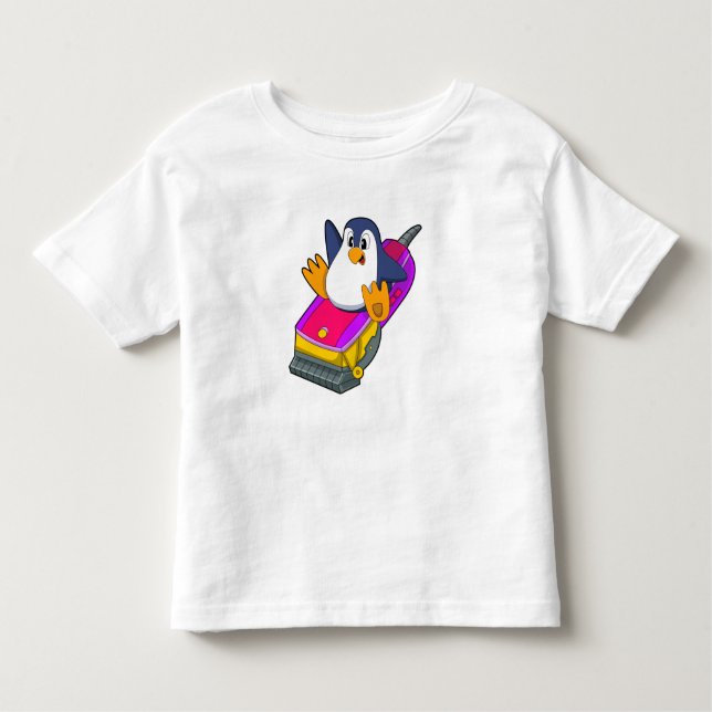 Camiseta Infantil Pinguim como cabeleireiro com Razor (Frente)