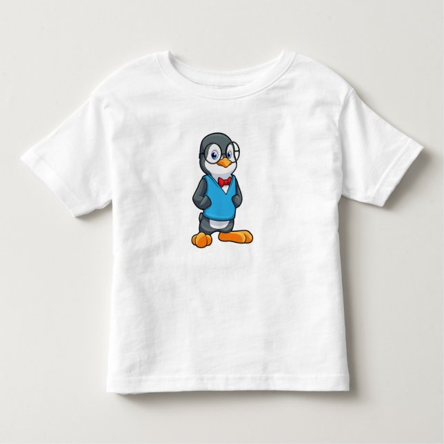Camiseta Infantil Pinguim como Nerd de óculos (Frente)