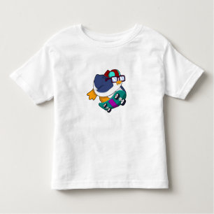 Camiseta Infantil Pinguim como Patinador com skate