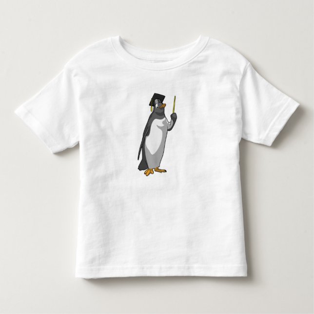 Camiseta Infantil Pinguim como professor com ponteiro (Frente)