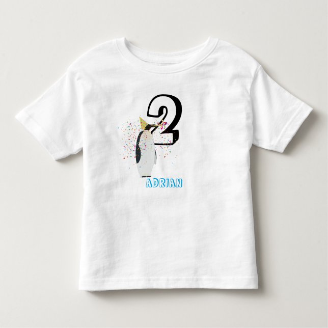 Camiseta Infantil Pinguim - Crianças Festas de aniversário - Idade (Frente)