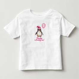 Camiseta Infantil Pinguim de Inverno Rosa Legal