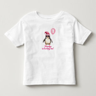 Camiseta Infantil Pinguim de Inverno Rosa Legal