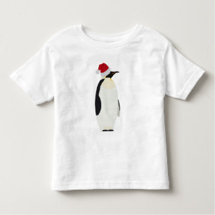 Camiseta Infantil Pinguim de Natal Engraçado Animal com Papai Noel