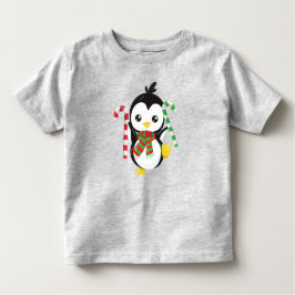 Camiseta Infantil Pinguim De Natal, Pinguim Com Scarf, Canela Doces