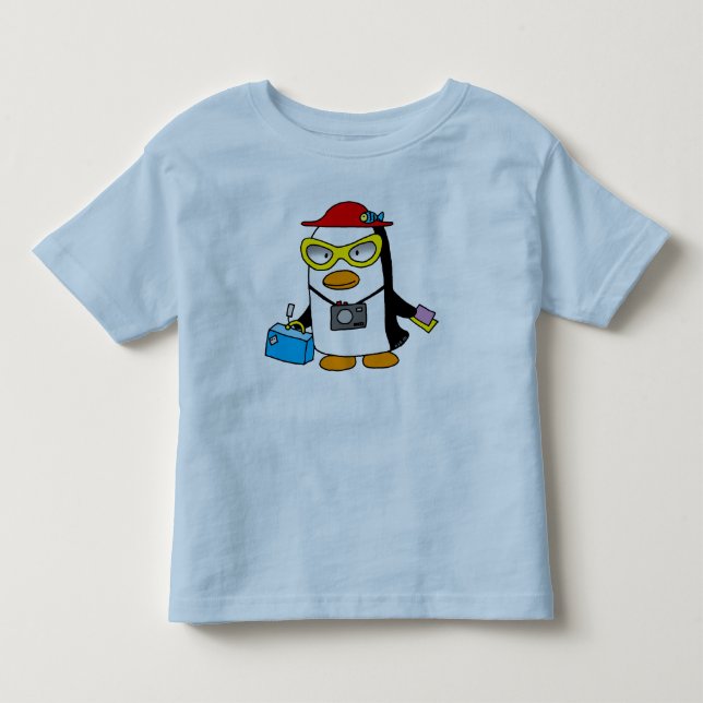 Camiseta Infantil pinguim do turista (Frente)