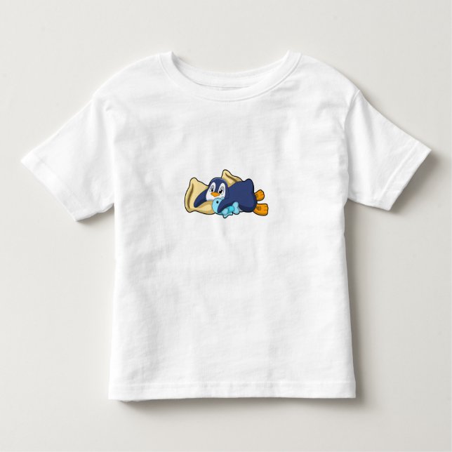Camiseta Infantil Pinguim dormindo com Travesseiro (Frente)