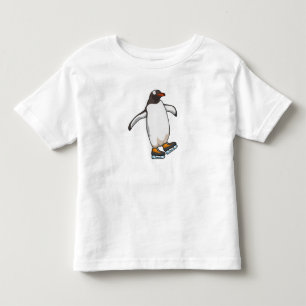Camiseta Infantil Pinguim em patinação no gelo com skates de gelo