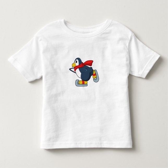 Camiseta Infantil Pinguim em patinagem de gelo com skates de gelo.PN (Frente)