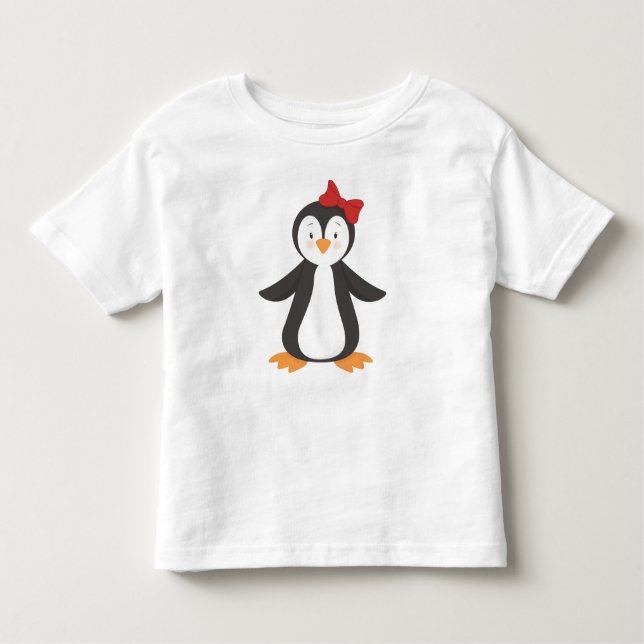 Camiseta Infantil Pinguim Gato, Pinguim Pequeno, Pinguim Com Arco (Frente)