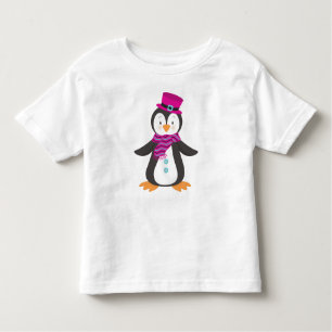 Camiseta Infantil Pinguim Gelado, Pinguim Com Chapéu, Pinguim Com Sc