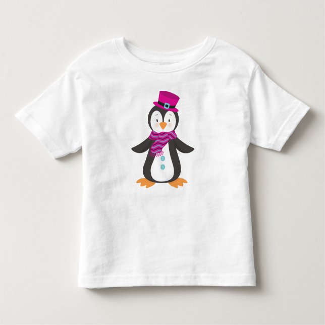 Camiseta Infantil Pinguim Gelado, Pinguim Com Chapéu, Pinguim Com Sc (Frente)