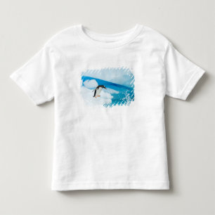 Camiseta Infantil pinguim-gentoo, Pygoscelis Papua, saltando