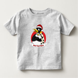 Camiseta Infantil Pinguim imperador sorridente desenho de Natal Todd