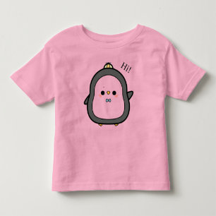 Camiseta Infantil Pinguim Kawaii Fofo Dizendo Olá