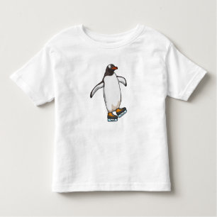 Camiseta Infantil Pinguim no patinagem de gelo com skates de gelo