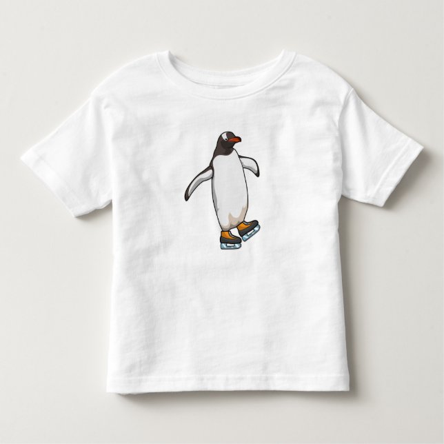 Camiseta Infantil Pinguim no patinagem de gelo com skates de gelo (Frente)