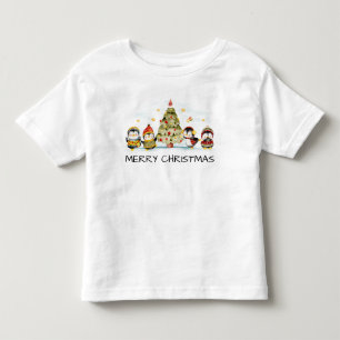 Camiseta Infantil Pinguins e Árvore de Natal