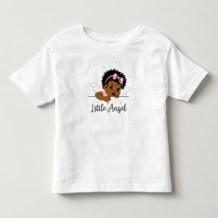 Camiseta Infantil Pink Angel Wings African American Baby Girl