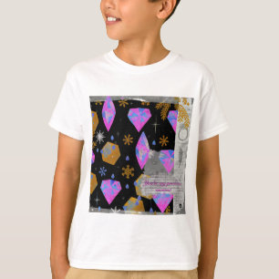 Camiseta Infantil Pink Diamonds & Golden Stars