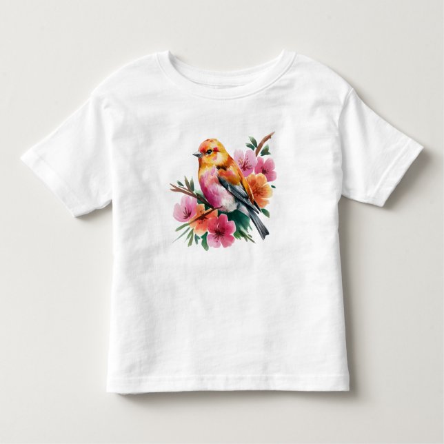 Camiseta Infantil Pink Flower Bird (Frente)
