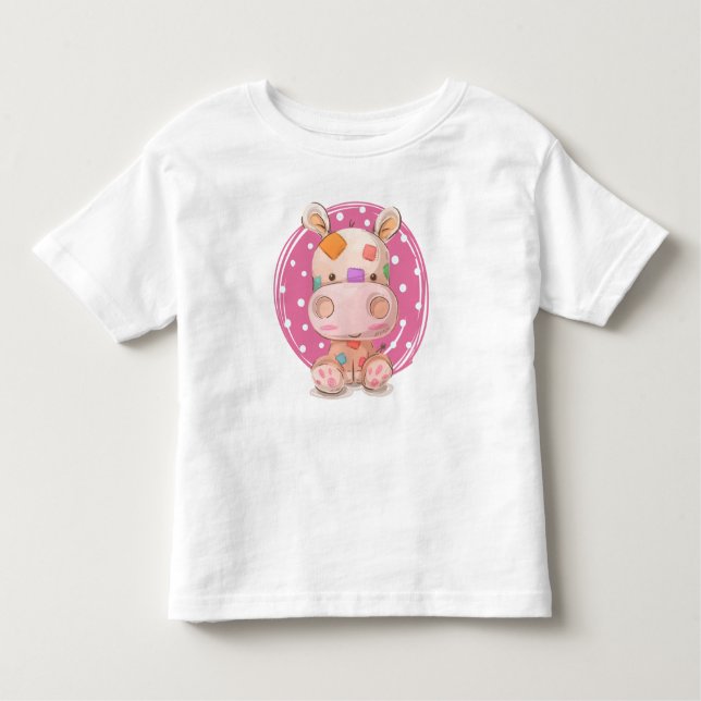Camiseta Infantil Pink Hippo com patch (Frente)