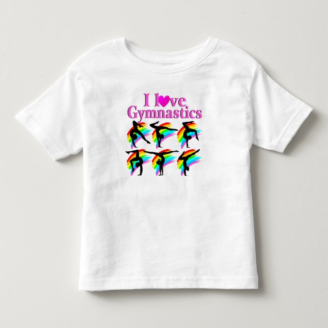 CAMISETA INFANTIL PINK RAINBOX EU AMO DESIGN DE GINÁSTICA (Frente)
