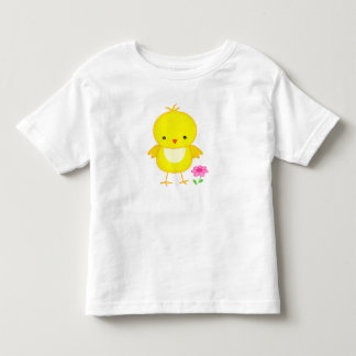 Camiseta Infantil Pintinho bonito com flor