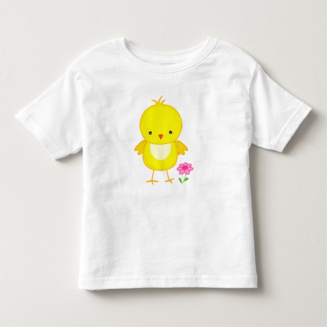 Camiseta Infantil Pintinho bonito com flor (Frente)