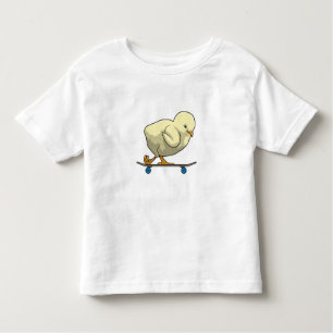Camiseta Infantil Pintinho como skater com skateboard