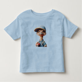 Camiseta Infantil Pintinho de avestruz em Boné com carro vermelho
