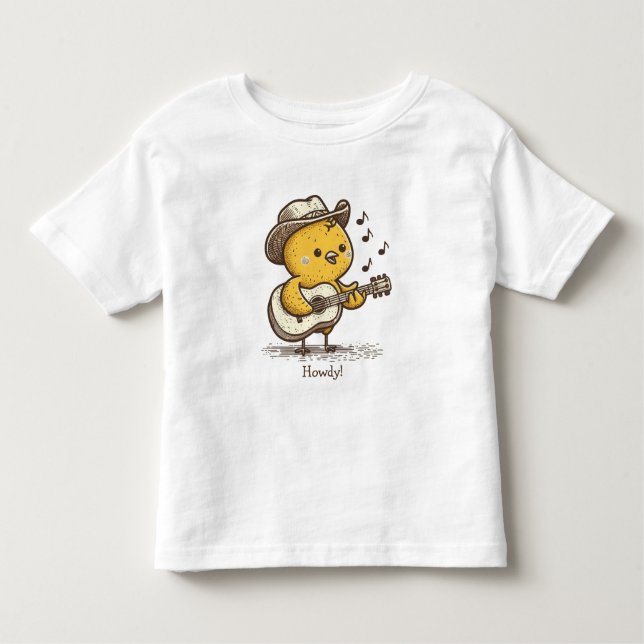 Camiseta Infantil Pintinho De Bebê Cowboy Bonito Tocando Violão Pers (Frente)