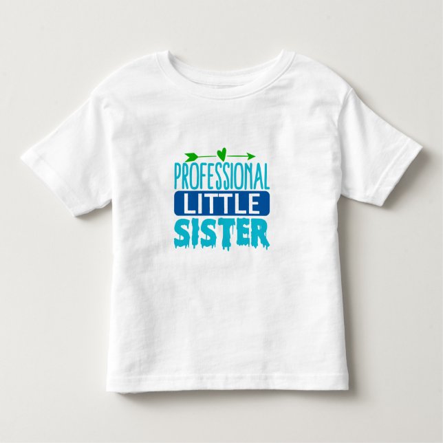 Camiseta Infantil Pinto Azul de Irmã Pequena Profissional (Frente)
