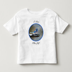Camiseta Infantil Pintura Blue Jay - Arte Original para Pássaros