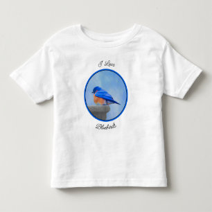 Camiseta Infantil Pintura Bluebird - Arte Original para Pássaros