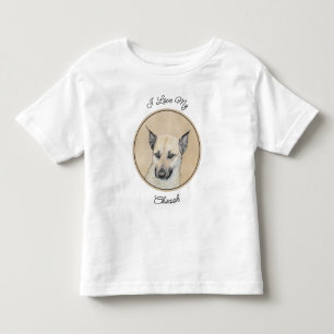Camiseta Infantil Pintura Chinook (Orelhas Apontadas) - Arte Canina 