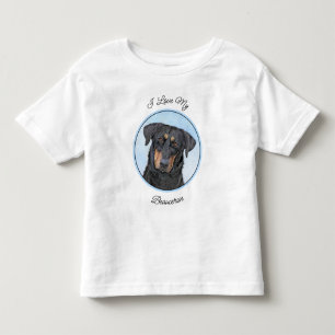 Camiseta Infantil Pintura de Beauceron - Arte de Cachorro Original B