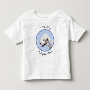 Camiseta Infantil Pintura de Bedlington Terrier - Arte de Cachorro O