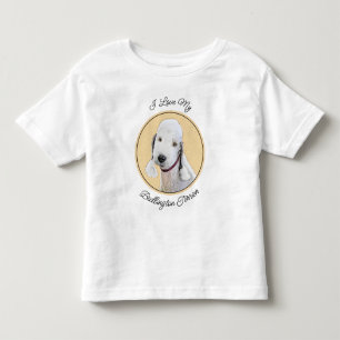 Camiseta Infantil Pintura de Bedlington Terrier - Arte de Cachorro O
