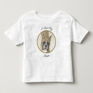 Camiseta Infantil Pintura de Boxer - Arte de Cachorro Original Bonit