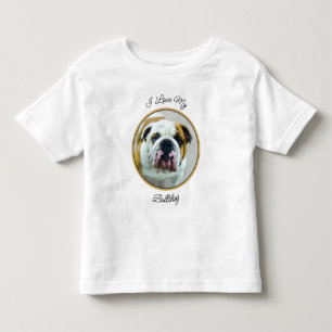 Camiseta Infantil Pintura de Buldogue - Arte de Cachorro Original Bo