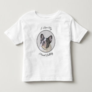 Camiseta Infantil Pintura de Bulldog Francês (Brindle Pied) - Arte C