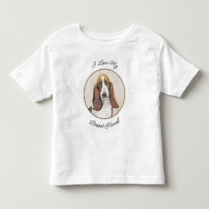 Camiseta Infantil Pintura de Cachorro Basset - Arte de Cachorro Orig