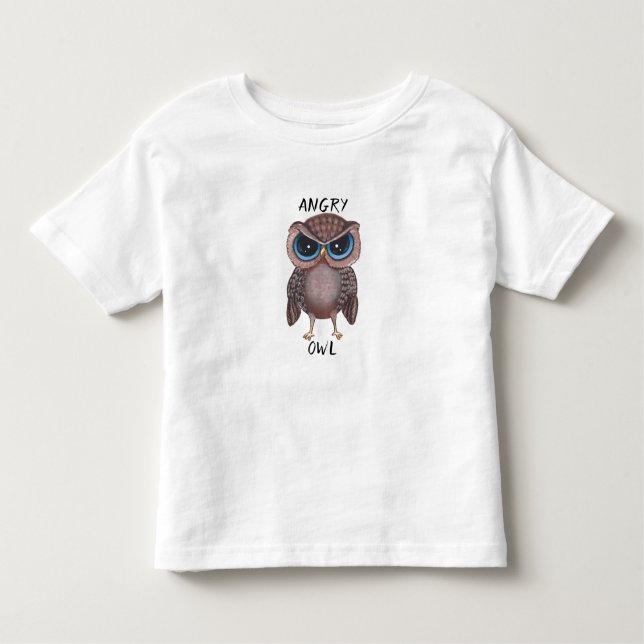 Camiseta Infantil Pintura De Coruja Irritada Pela SilverLeaf (Frente)