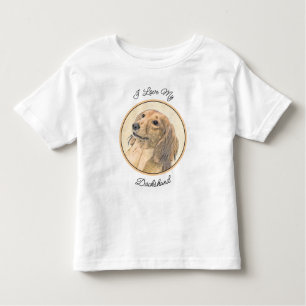 Camiseta Infantil Pintura de Dachshund (Longhaired) - Arte de Cão Or
