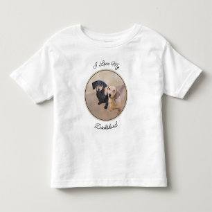 Camiseta Infantil Pintura de Dachshund (Smooth) - Arte de Cão Origin