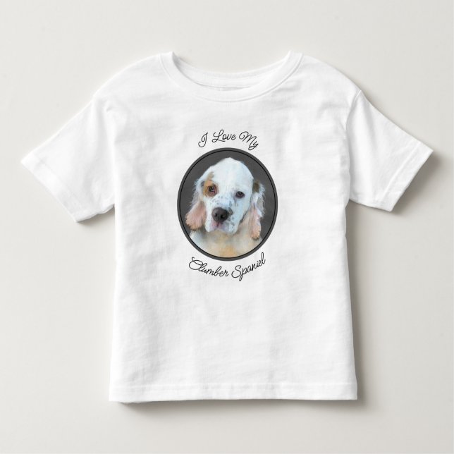 Camiseta Infantil Pintura de Espanhol Clumber - Arte de Cachorro Ori (Frente)